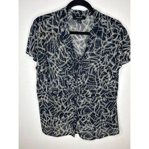 NEW jones wear black blouse front tie button front size 16